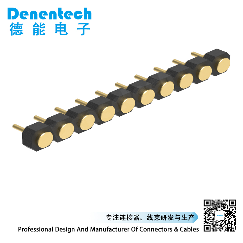 Denentech 2.54MM pogo pin H1.27MM single row female straight High Current Pogo Pin connector in stock